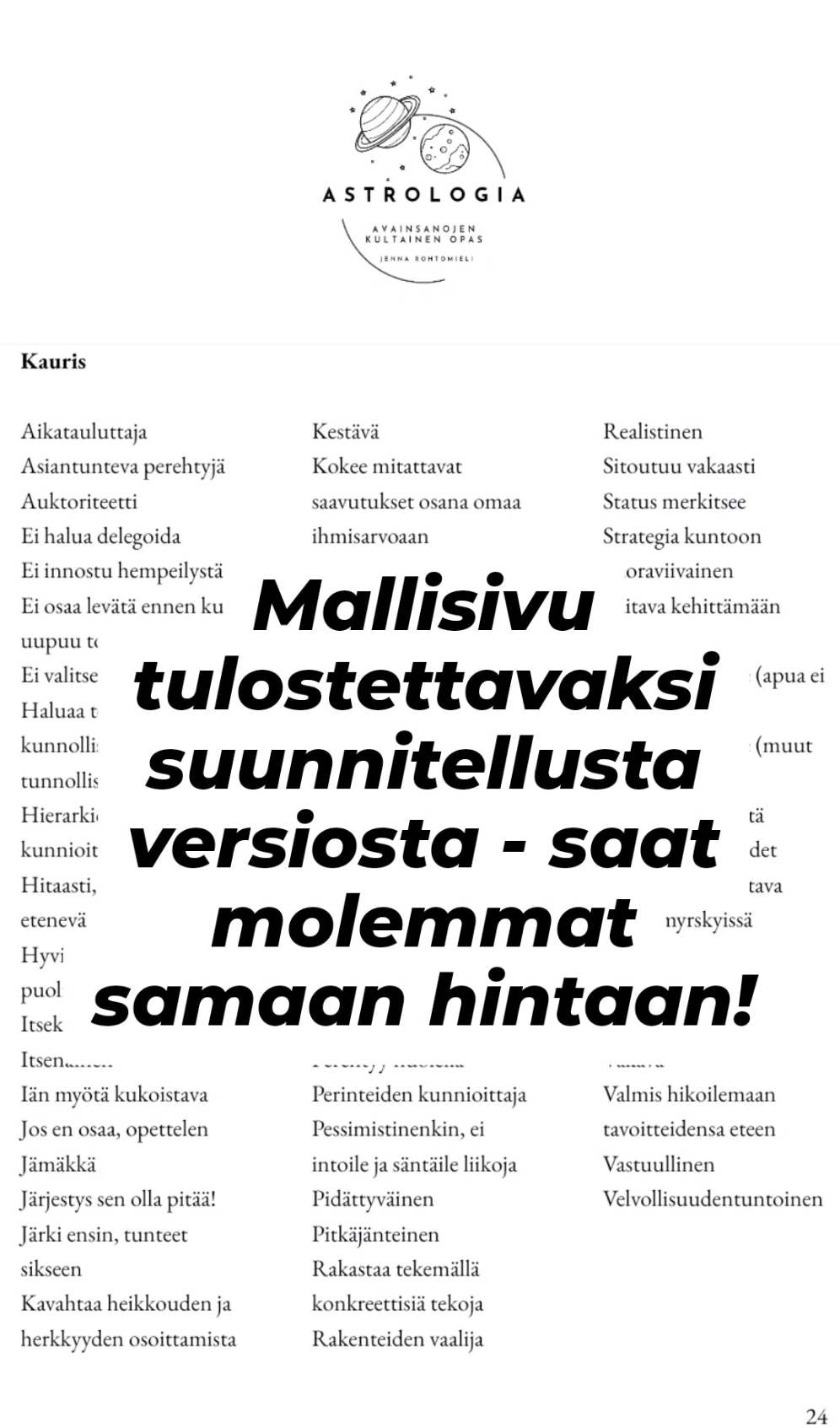 Astrologia - Avainsanojen kultainen opas